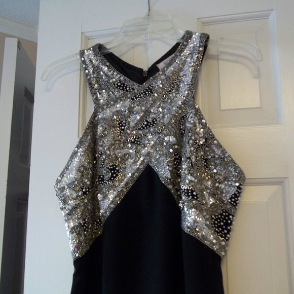 NWT MYSTIC ENCHANTMENT LADIES SZ12 FORMAL BLACK DRESS SILVER SEQUINS SLEEVELESS - Picture 3 of 3